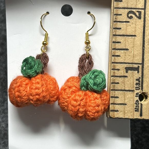 NEW Handmade Crochet Pumpkin Earrings by Elevate Crochet - Picture 5 of 9